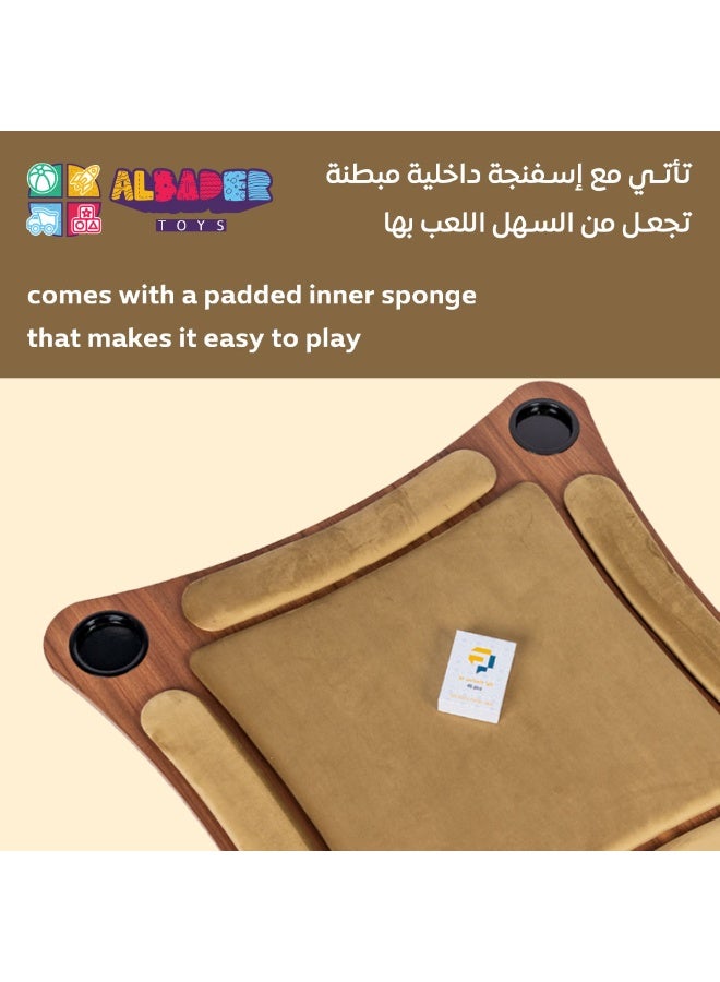 البدر بطاقات لعب خشبية منحنية من البادر، طاولة العاب متوسطة الحجم، طاولة بلوت خشبية منحنية متوسطة الحجم 80 × 80، طاولة بطاقات لعب ارضية، طاولة بقع ارضية (كريمي) - Image 3